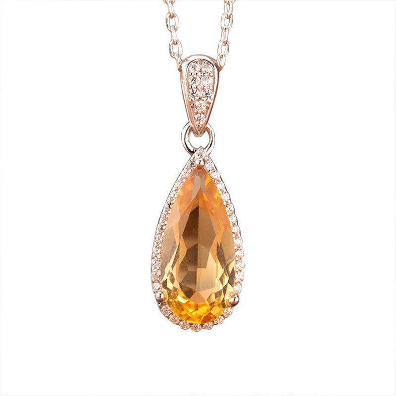 Women's Natural Topaz Citrine Necklace Set