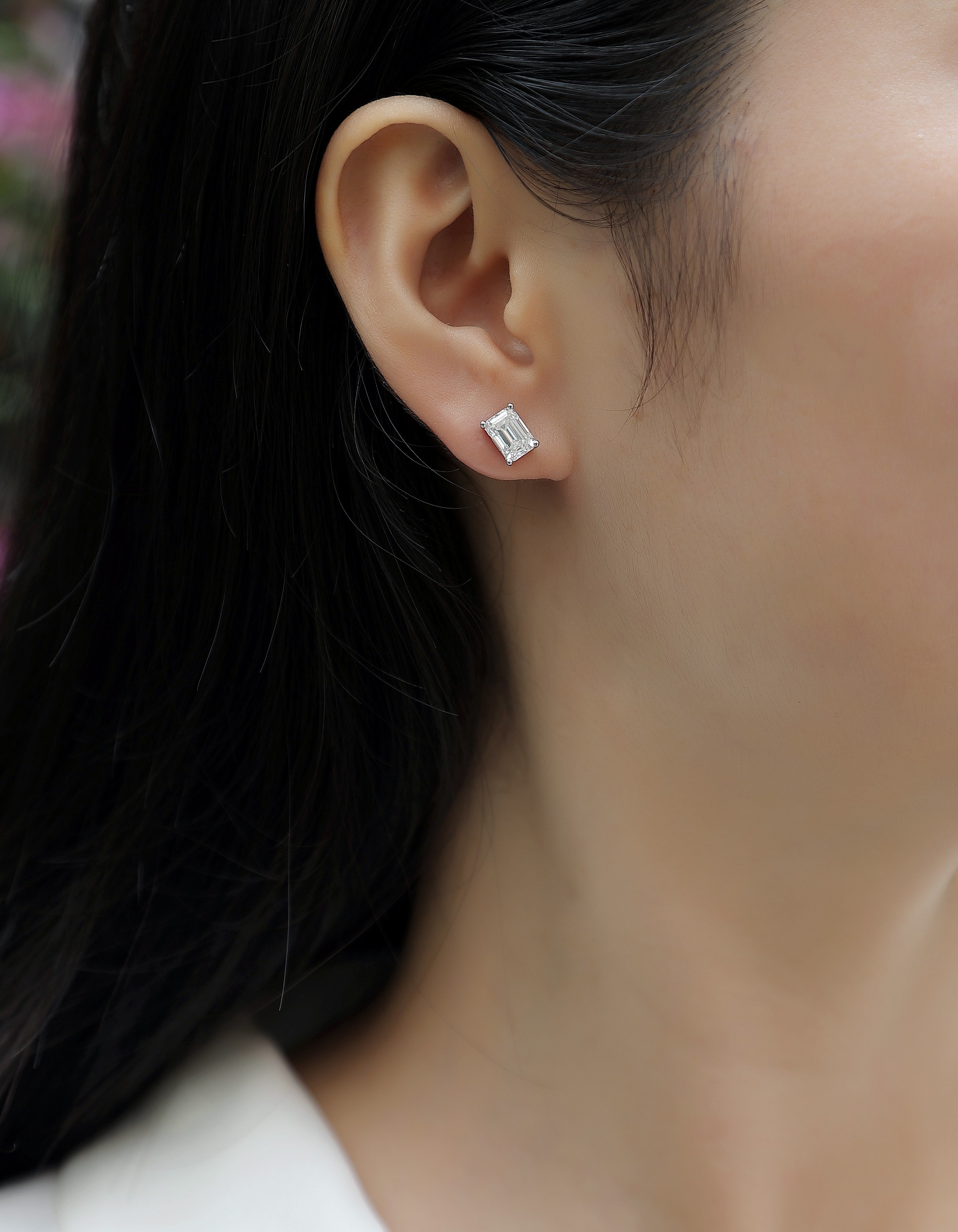 Moissanite S925 Silver And Platinum-plated Stud Earrings.