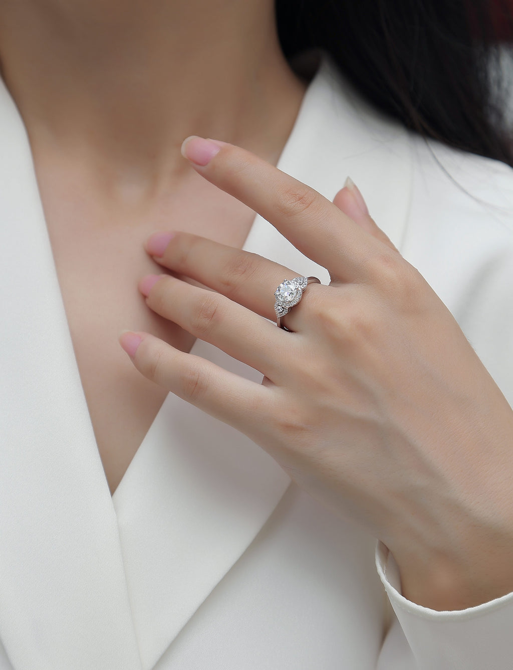 Light And Shadow - A Wedding Ring Set With Top-quality Moissanite S925 Silver And Platinum-plated Diamond Can Be Inspected With A Diamond Pen