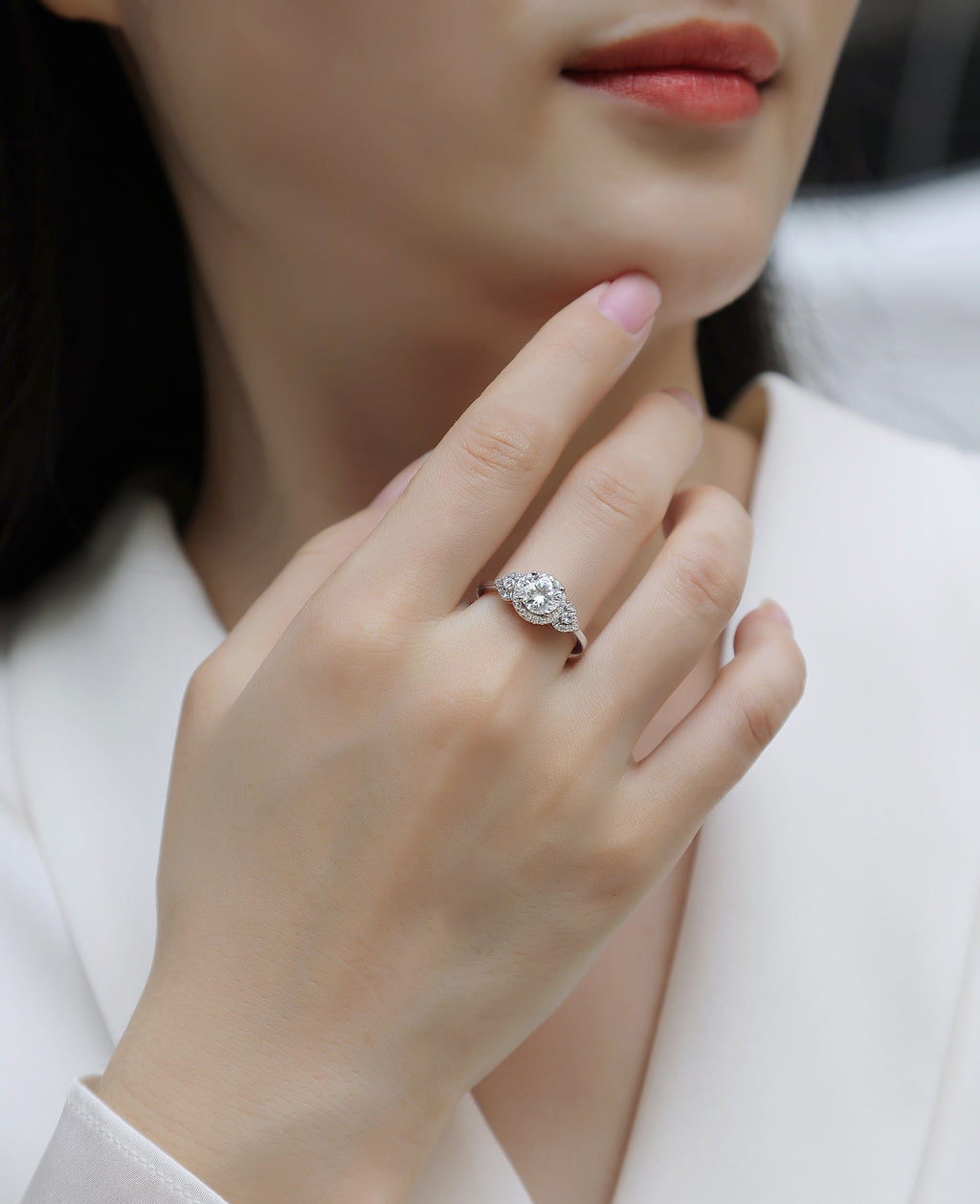 Light And Shadow - A Wedding Ring Set With Top-quality Moissanite S925 Silver And Platinum-plated Diamond Can Be Inspected With A Diamond Pen