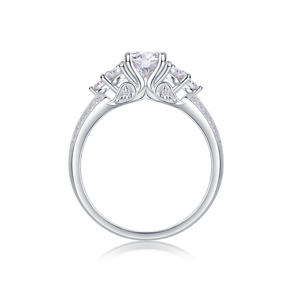 Coral Dream - A Wedding Ring Set With 1-carat Top-quality Moissanite S925 Silver And Platinum-plated Diamond. The Ring Can Be Inspected With A Diamond Pen