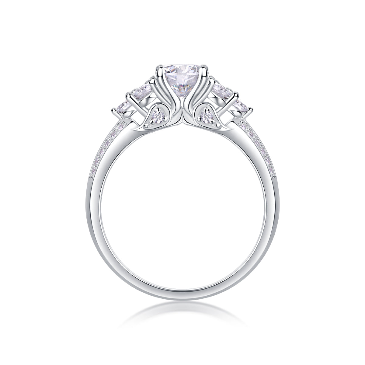 Coral Dream - A Wedding Ring Set With 1-carat Top-quality Moissanite S925 Silver And Platinum-plated Diamond. The Ring Can Be Inspected With A Diamond Pen