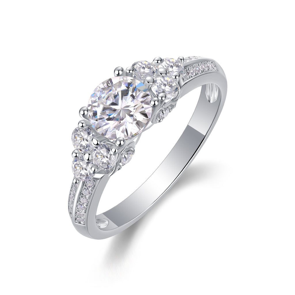 Coral Dream - A Wedding Ring Set With 1-carat Top-quality Moissanite S925 Silver And Platinum-plated Diamond. The Ring Can Be Inspected With A Diamond Pen