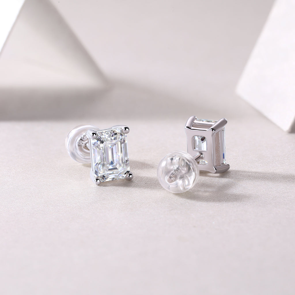 Moissanite S925 Silver And Platinum-plated Stud Earrings.