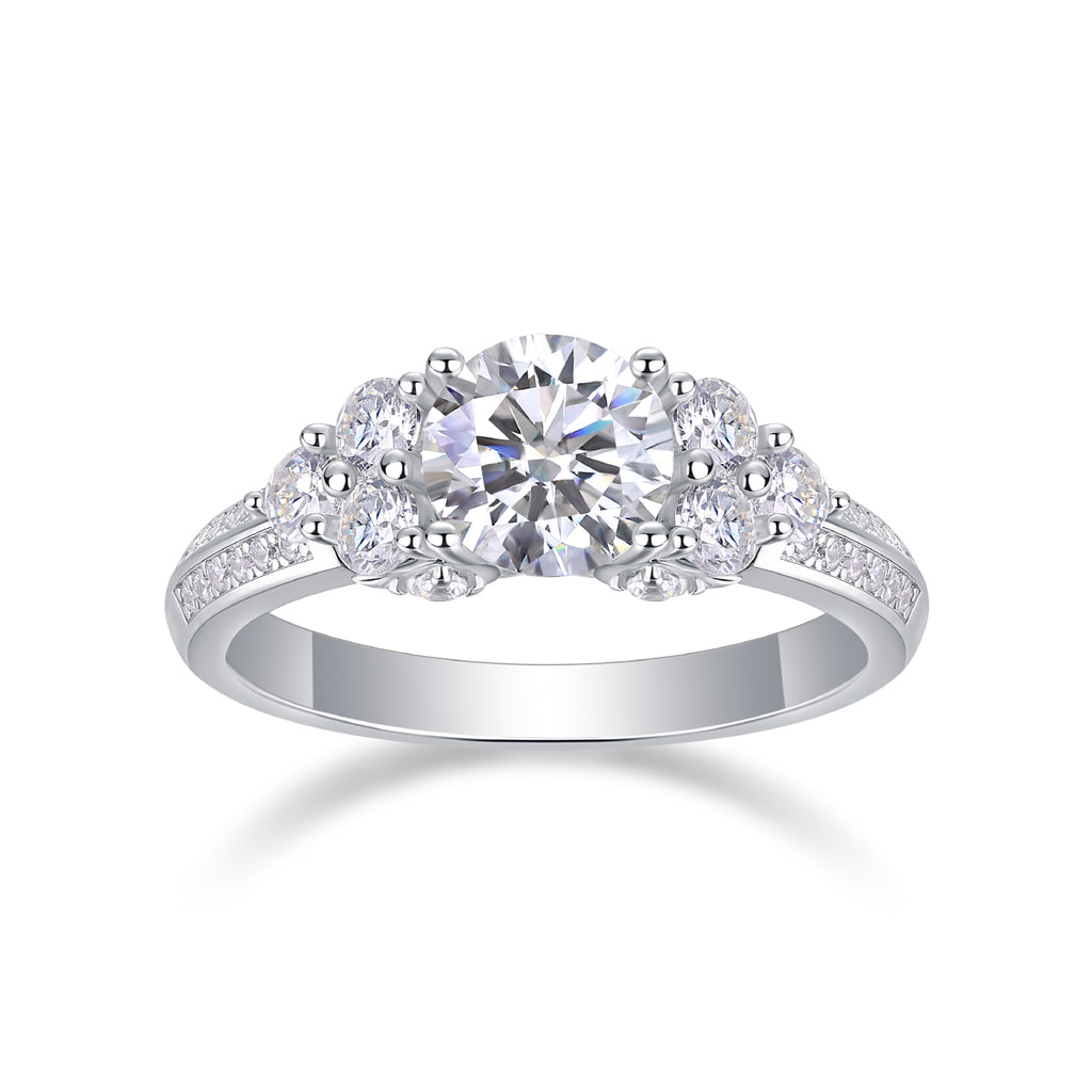 Coral Dream - A Wedding Ring Set With 1-carat Top-quality Moissanite S925 Silver And Platinum-plated Diamond. The Ring Can Be Inspected With A Diamond Pen